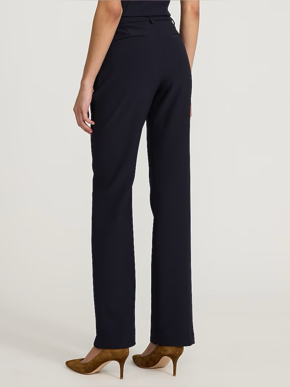 Express Navy Editor Mid Rise Bootcut Pants - Picture 2 of 10